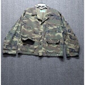 Vintage Game Winner Mens Large Camouflage Hunting Jacket Wodland Unlined Camo